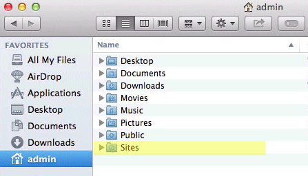 sites user folder osx mavericks