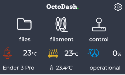 OctoDash main screen